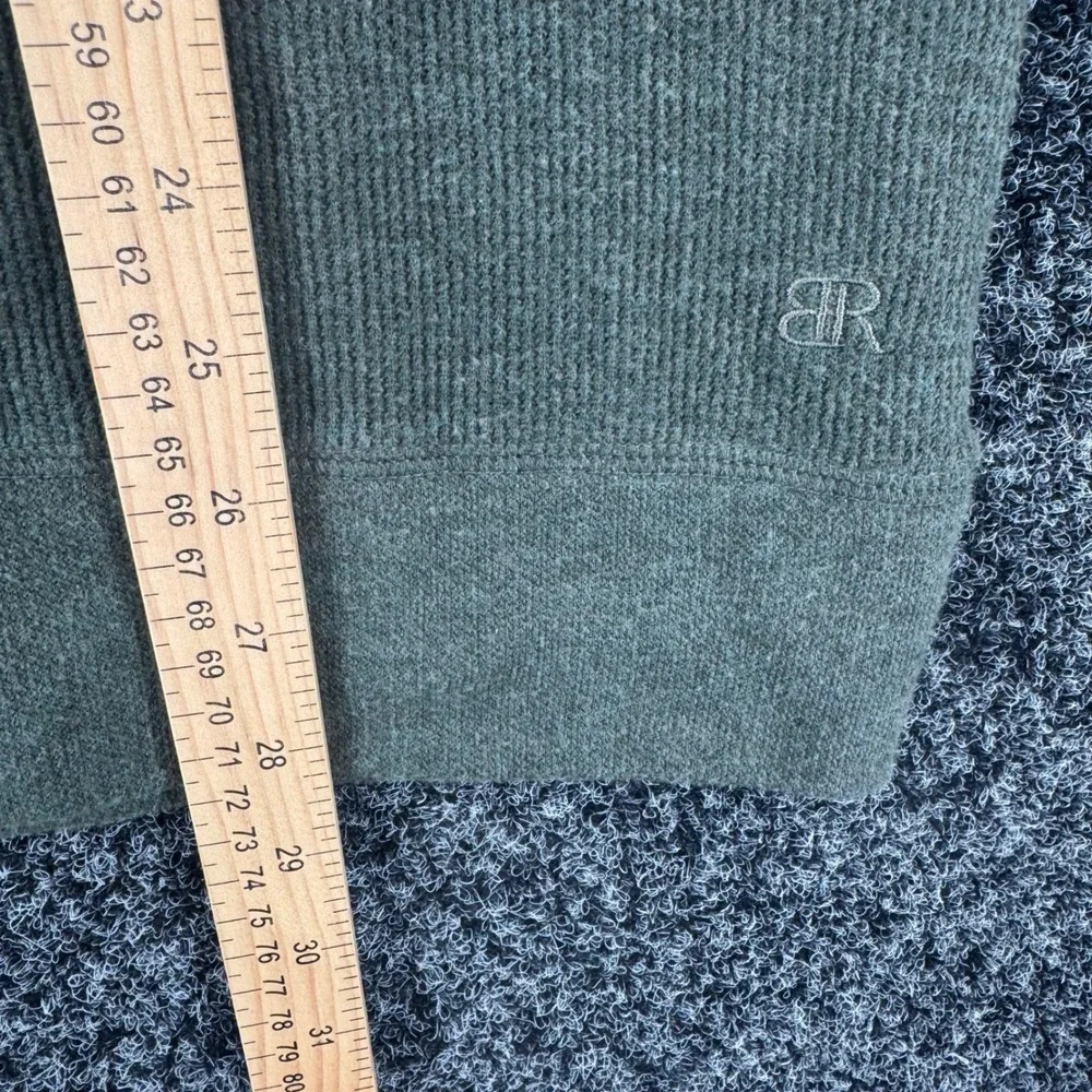 Banana Republic Mens Medium Olive Green Quarter Zip Pullover Waffle Knit Sweater
